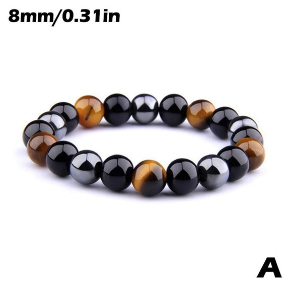Obsidian Tiger Eye Hematite Bracelet Triple Protection Bangle Men/Women