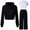 1-Black606, variant on Girls 2 Piece Tracksuit Solid Casual Zip Up Hoodie Sweatpants Outfits, Sizes 7-12
