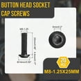 thumbnail image 2 of Uxcell M8-1.25x25mm Button Head Socket Cap Screws - 20Pack - Good for Road Bicycle, Mountain Bike, Auto, Motorcycle - Carbon Steel Black Oxide - Hex Drive Fasteners, 2 of 6