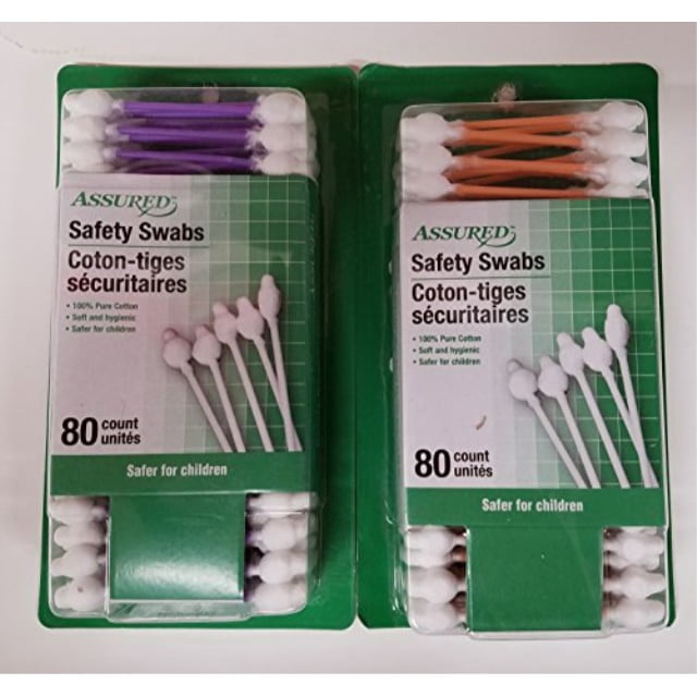 kids cotton safety swabs 80 count ***assorted colors*** 2 pack