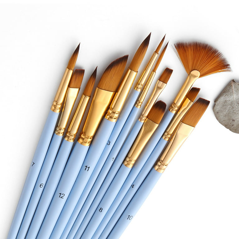 Anself 12Pcs Fine Detail Paint Brush Set Double Color Hair Paintbrushes 