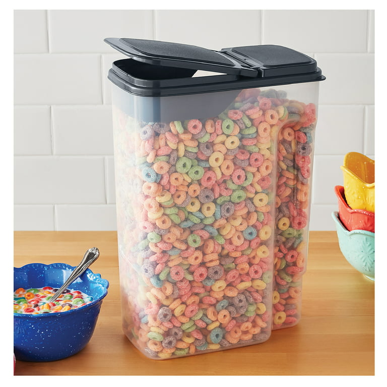 Mainstays Large Plastic Cereal Dispenser, Clear with Dark Gray Lid, 32 Cups  (1 Each) 9.75 x 5.38 x 13.5