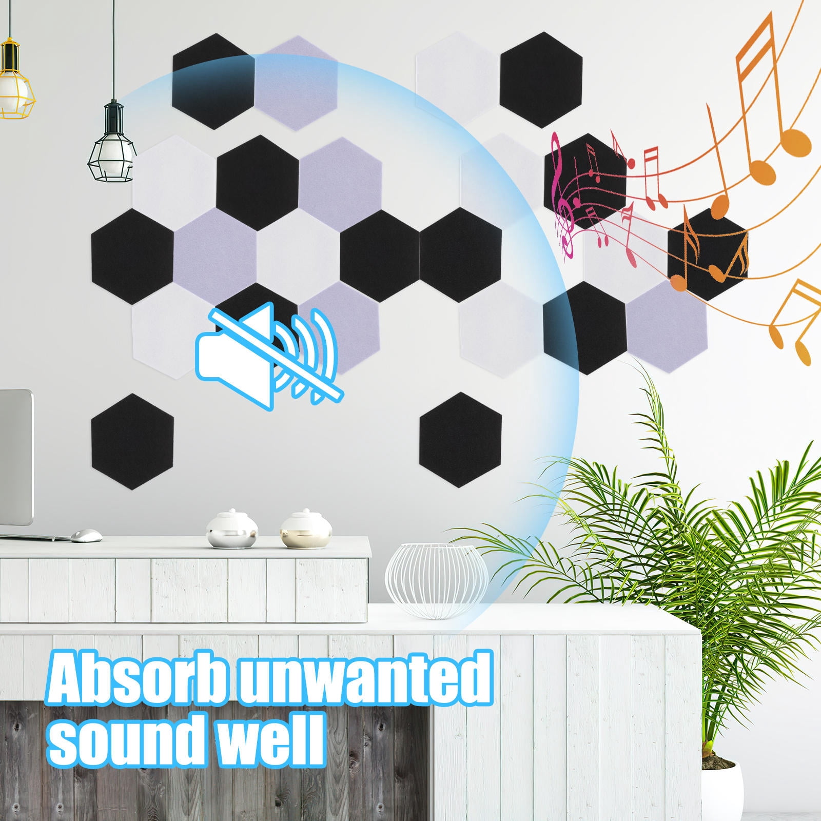 LEORX 12Pcs Simple Acoustic Panel Echo Reduction Felt Black