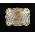 thumbnail image 5 of Ariat Rectangle Filigree Swirl Gold/Silver Tone Logo Belt Buckle A37007, 5 of 6
