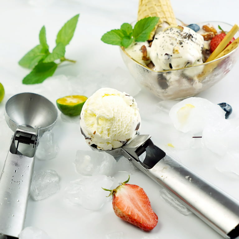 Leden Ice Cream Scoop with Trigger Metal Ice Cream Scooper Spoon Stainless  Steel, Durable Cookie Scoop, Perfect for Melon, Meat Balls, Easy and Quick