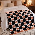 thumbnail image 4 of Celsvanis Halloween Throw Blanket, Checkered Pumpkin Print Soft Warm Flannel Cover, Decorative Holiday Blanket for Sofa, Bed and Indoor Home Use 60", 4 of 7