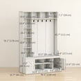 thumbnail image 3 of HOMCOM Hall Tree with Bench and Shoe Storage, Coat Rack w/ Cabinets, White, 3 of 10