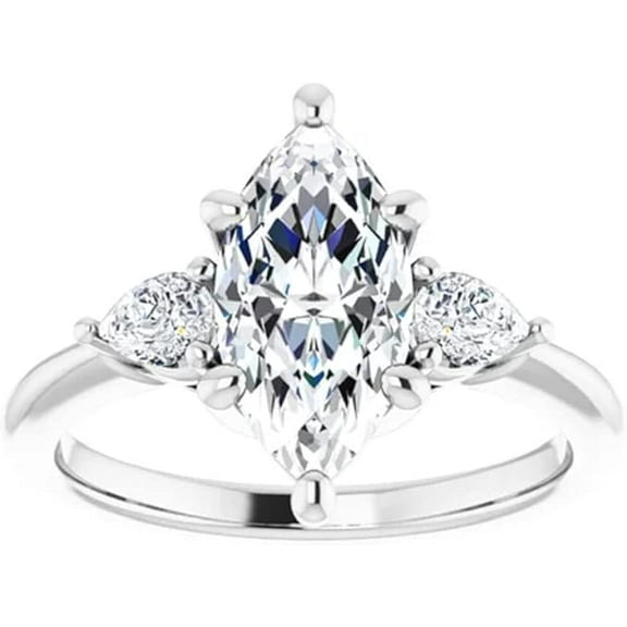 Divine Creation 1.80 Ct Marquise Cut White Diamond Wedding Engagement Halo Ring 14K White Gold Plated 925 Sterling Silver For Women's -4.5