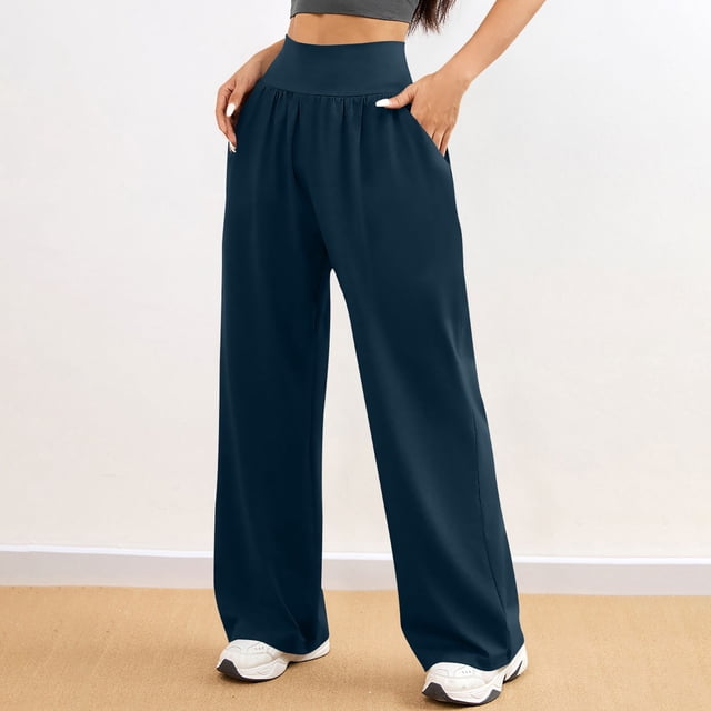 Simua Womens Pants High Waist Straight Leg Lounge Trousers