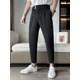 thumbnail image 2 of Pantalones de traje negros para hombre, pantalones rectos de verano para hombre, pantalones harén chinos de lujo para hombre, ropa de primavera 2024, pantalones de tela de licra, formales, 2 of 5
