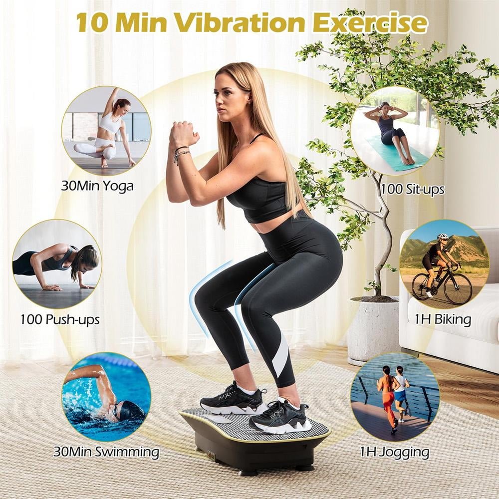 Topcobe Vibration Plate Exercise Machine for Lymphatic Drainage and Weight Loss with 10 Speed Intensities, Indoor Sports Equipment-Black
