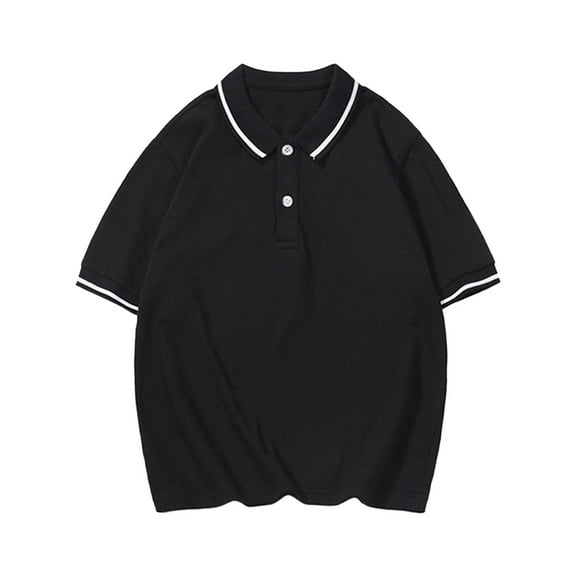 Boy Polo Shirts Boys Short Sleeve Polo Shirts Black Polo Shirt for Boys Casual Blouse Tops Pullover for Little Boy