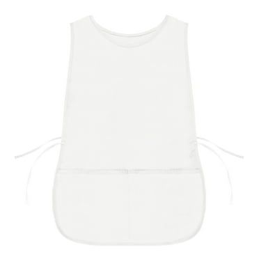 DALIX Cobbler Apron 2 Pockets Smock Regular Double Sided Aprons 28.5" x 18.5" in White