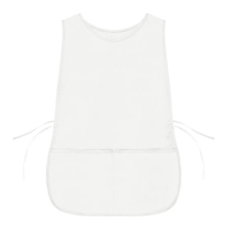 DALIX Cobbler Apron 2 Pockets Smock Regular Double Sided Aprons 28.5" x 18.5" in White