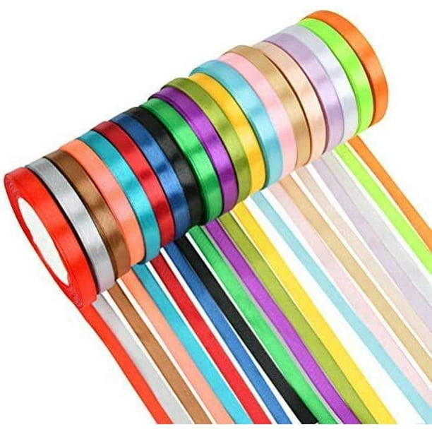 20 Rolls of Double Sided Satin Ribbon 10mm x 22m Woven Ribbon for
