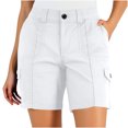 thumbnail image 3 of Taqqpue Cargo Shorts for Women, Elastic High Waist 6 Pockets Shorts Solid Color Summer Shorts for Women Casual, 3 of 10