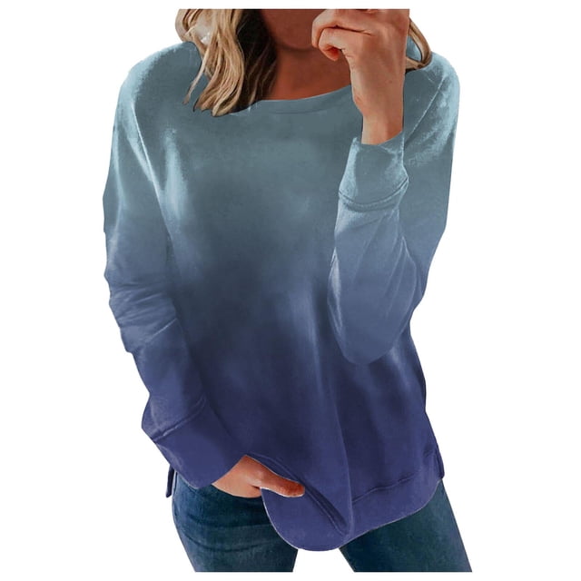 2023 Chandail en Molleton Mode pour Femmes 50 % de Réduction Liquidation et Hiver Nouveau Dégradé Col Rond T-shirt