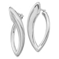 thumbnail image 3 of Diamond2Deal 925 Sterling Silver Rhodium-plated Polished and Brushed Hoop Earrings for Women (L- 1.98 inch, W- 0.95 inch), 3 of 5