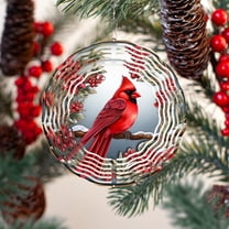 HELLOYOUNG 10inch  Cardinal Wind Spinner 3D Bird Spinners with Flower for Yard and Garden  Spinner with Unique Visual Effect  Wind Spinner Mandala Perfect Garden Decoration and Gift