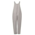 thumbnail image 4 of Gray Ladies Faux Gauze Linen Jumpsuits Brunch Coveralls Pants Catsuit for Women Loose Fit Thin Overall Straight Leg Basic Long Leg Summer Fall Jumpsuits 2025 L, 4 of 8