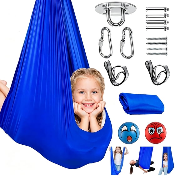 Sensory Swing for Kids and Adults, Indoor & Outdoor Therapy Swing with Adjustable Height and Hanging Kit, Supports Up to 440 lbs, Calming Swing for Autism, ADHD, and Sensory Needs