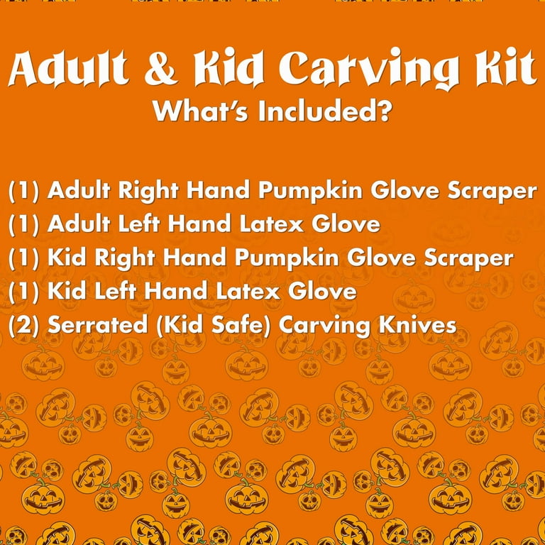 Pumpkin Glove Scraper Cleaning & Carving Kit - Adult & Kid