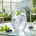 thumbnail image 2 of 12oz Ocean Animal Glass Cup Glassware Marine Life Drinkware Jellyfish Shark Crab Seahorse Coastal Mug,3D - Purple Jellyfish, 2 of 12