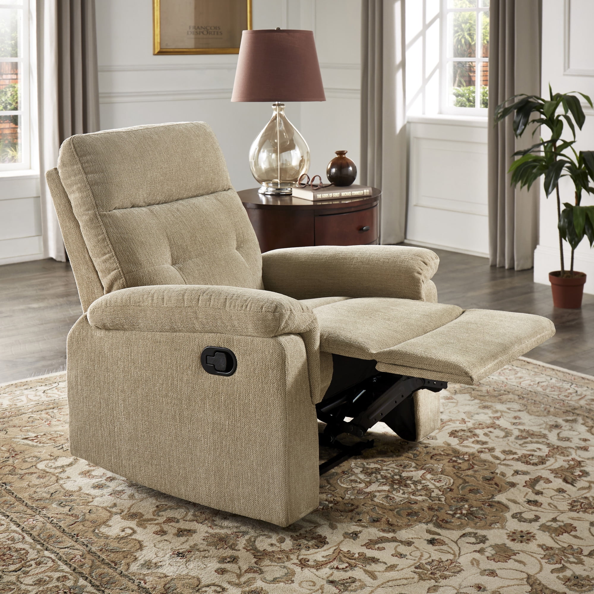 Weston Home Boerne Chenille Fabric Manual Recliner, Tan
