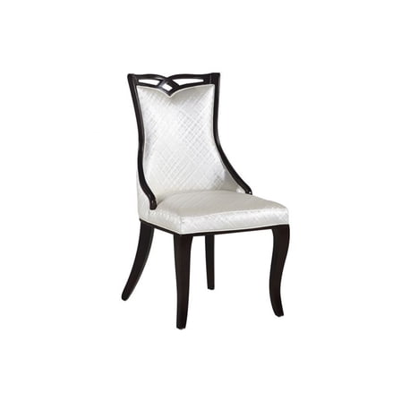 Pablo Dining Chair Set of 2, White Faux Leather, Black Wood, Tapered Legs
