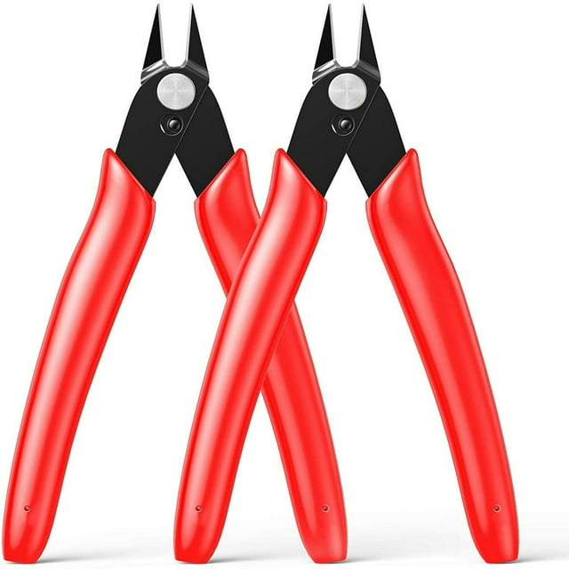 QJUHUNG 2 Pack 5 Inch Wire Cutters Micro Flush Cutter Zip Tie Cutters Precision Wire Clippers Hobby Snips Small Side Cutting Pliers for Jewelry Making Electronics