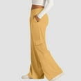thumbnail image 3 of Resicozy Women's Cargo Sweatpants High Waisted Wide Leg Pants Athletic Casual Baggy Sweat Drawstring Pants with Pockets Earthy Yellow 2XL, 3 of 4
