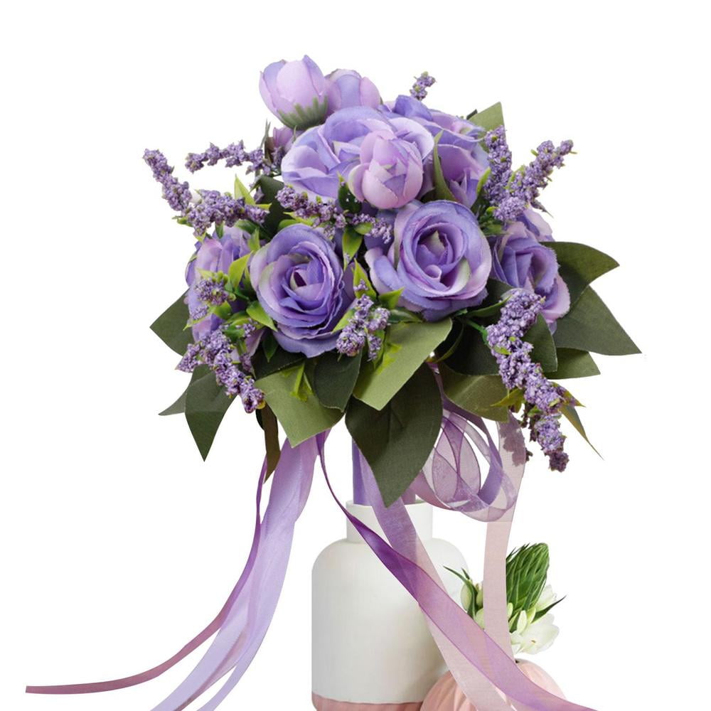 Bridal Wedding Bouquet WesternStyle White Rose Artificial Flowers