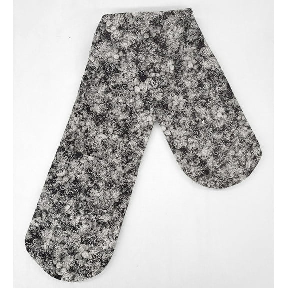 Floral Garden Double Oven Mitt by Penny's Needful Things (Black & Gray)