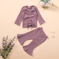 thumbnail image 2 of Youmylove Kids Pajamas Baby Solid Knitted Drawstring Romper Tops Pants Pajamas Sleepwear Sets, 2 of 8