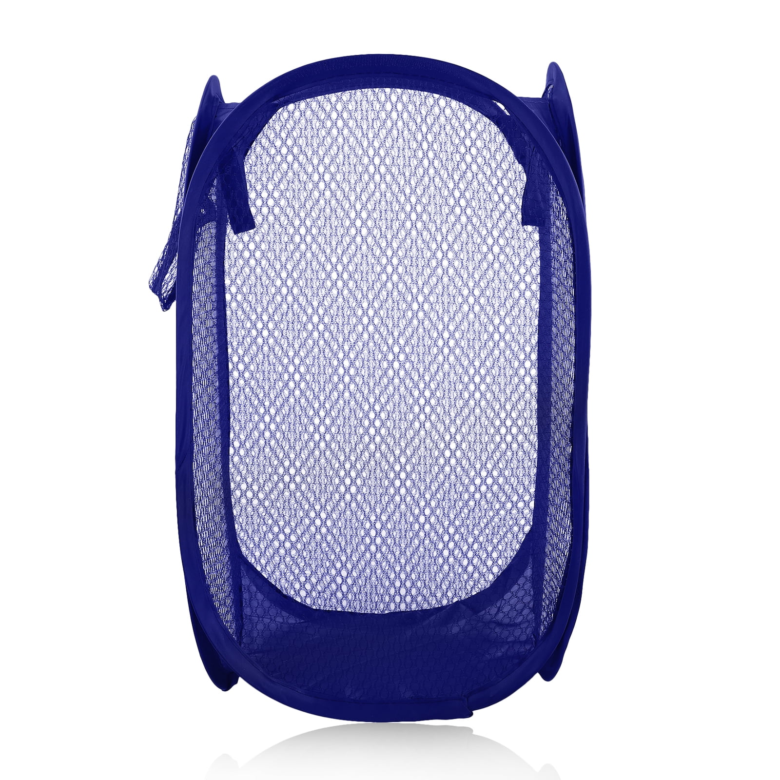 Mesh Pop up Laundry Hamper (Black/Blue) with Portable, Durable Handles