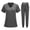 Gray, variant on Fashion Nursing Uniforms for Women 2 Piece Scrub Set Short Sleeve Button V Neck Tops and Pants Joggers Medical Work Clothing, Pink, XXL