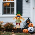 thumbnail image 4 of Outdoor Fall Decorations for Porch, Halloween Pumpkin Decor, Scarecrow Decor Stained Fabric Straw Accent for Fall Yard Decor, Halloween Party Displays Orange 1 Pack, 4 of 5