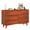 Cherry, variant on ChVans 7 Drawer Dresser with Power Outlets, Solid Wood Dresser for Bedroom, Mid-Century Modern Closet Dresser w/ Groove Handle for Living Room Hallway Entryway