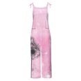 thumbnail image 4 of Usmixi Jumpsuits for Women Beach Comfy Lightweight Linen Adjustable Strap Loose Wide Leg Casual Long Jumpsuits Overalls Summer Formal Tie-Dye Print Round Neck Sleeveless Maxi Rompers Pink xxl, 4 of 4