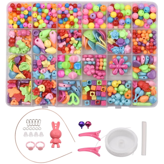 Bead Bracelet Making Kit with Mixed Color Letter Fish Star Flower Candy Beads Acrylic Spacer