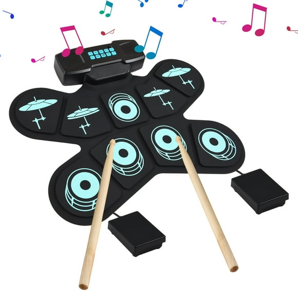 Electronic Drum,Kit With Drumsticks Birthday Pad Drum With Drumsticks Pedal Set 9 Pads 9 Pads Dual Drum Kit With Drum Set Drumsticks Pedal Midi Pad Drum Kit Hand Roll Drum Buzhi Set Qisuo Drum Siuke