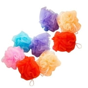 8pcs Colored Mesh Bath Ball Shower Ball Bath Bubble Nets Back Scrubber with Hanging Rope Random Color
