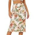 thumbnail image 1 of Falda Midi De Gasa De Verano Con Estampado Floral Allegra K Blanco XS, 1 of 5