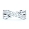 thumbnail image 2 of Sterling Silver 7.6mm Wide Unisex CrissCorss Two Rows Simulated Round Brilliant Diamonds Wedding Band Fashion Ring (9), 2 of 6