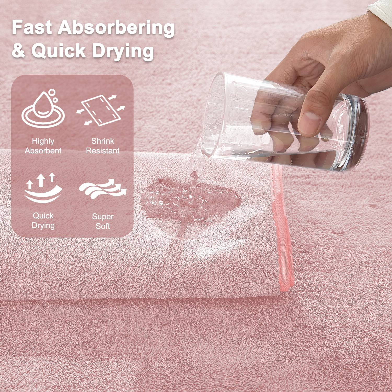 Bath Towels Set 4, Larger & Light Bath Towels 28 x 55 Inches, 100% Microfiber Super Soft and Highly Absorbent, Bath Sheets Quicker to Dry, Perfect Bathroom Towels for Daily Use, Pink