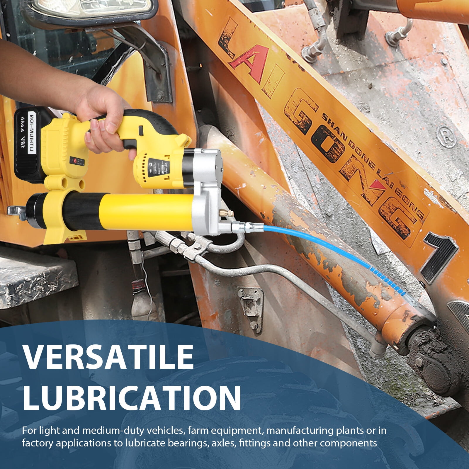 Electric Grease Gun with 2x5500MAh Battery Operated Grease Gun LED Machine Kits