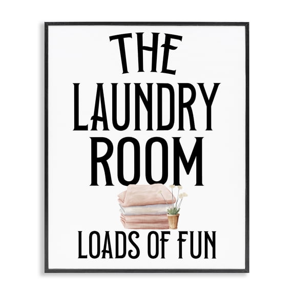 Laundry Room Fun Minimal Black Framed Giclee Art, design by Kim Allen