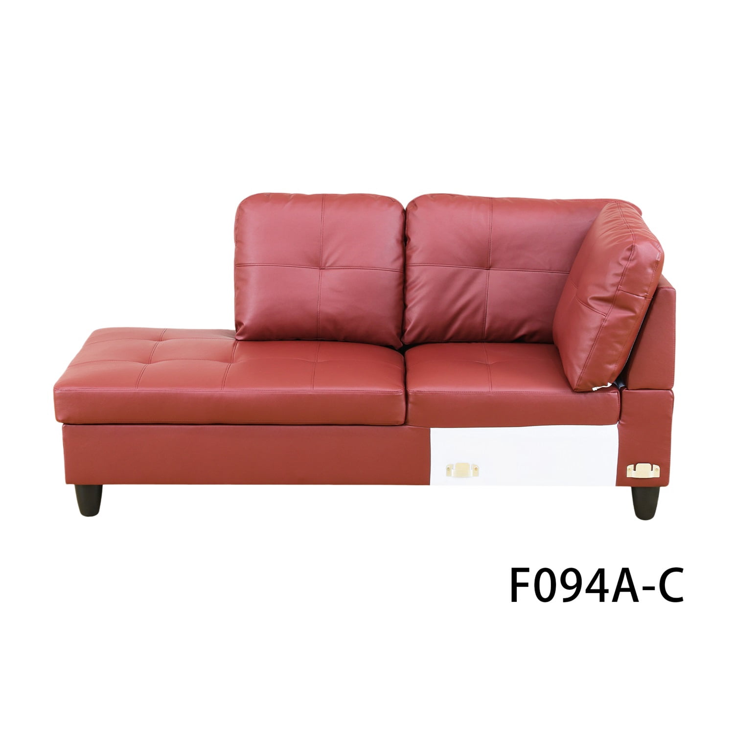 Hommoo Modern L-Shaped Couch Sofa, Faux Leather Living Room Furniture Set, 4-Seat Sectional Sofa for Home & Office, 17.5'' Back Height, Red(No Ottomans)