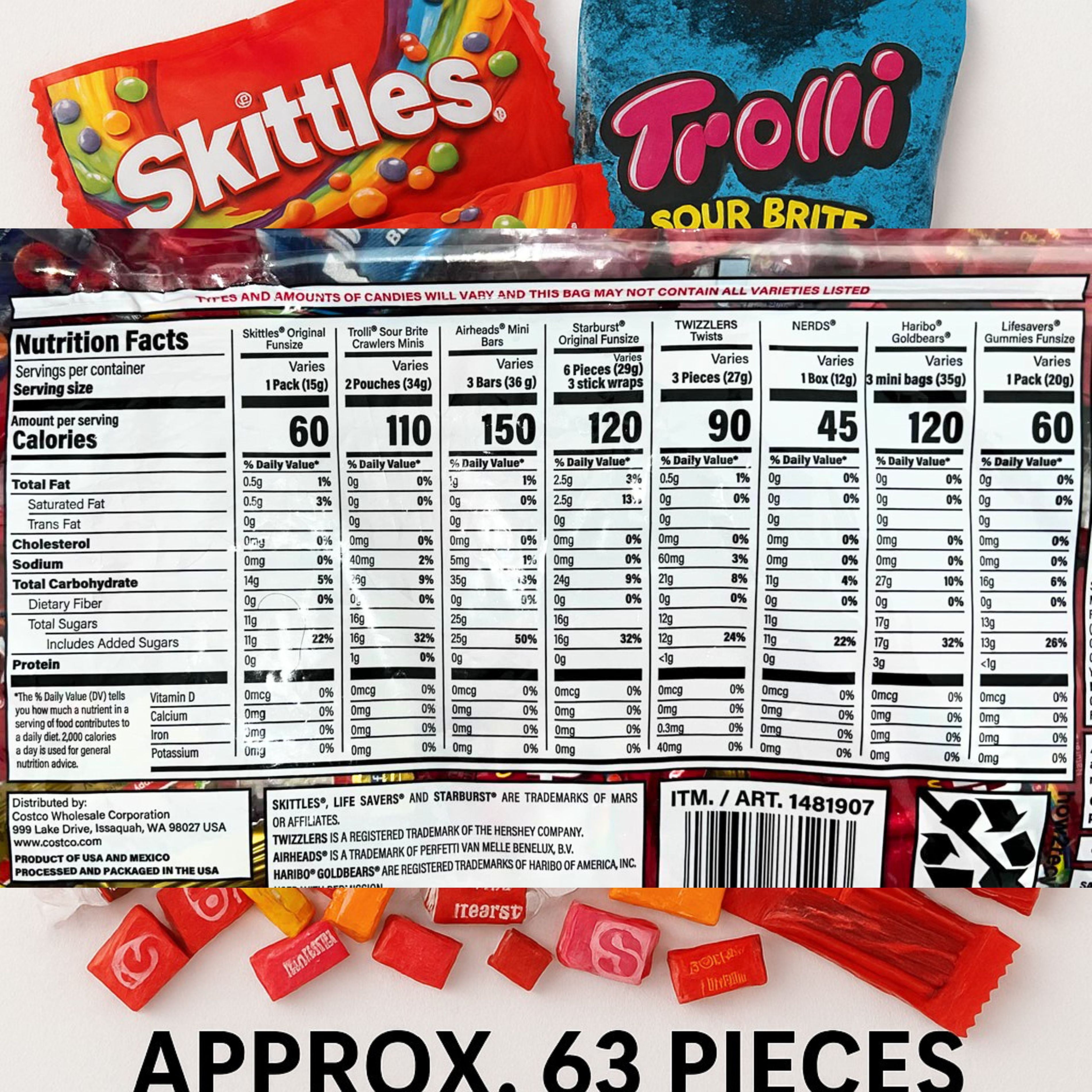 2 lbs Candy Mix – Assorted Mini Packs of Skittles, AirHeads, Nerds, Twizzlers, Trolli, Lifesavers & More – Party Favor Bulk Candy for Kids, Halloween, Piñata, Events