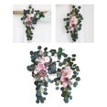 thumbnail image 2 of Rustic Artificial Flower Swag Handmade Hanging for Parties Leaves Swag Artificial Rose Arbor Ornament Light Pink, 2 of 9